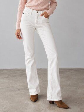 AG ADRIANO GOLDSCHMIED The Ballad White Slim Bootcut Stretch Jeans Size 26R EUC